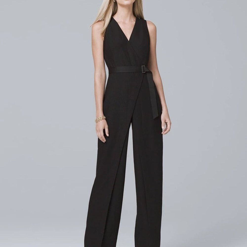 White House Black Crepe Wide-Leg Jumpsuit, 10